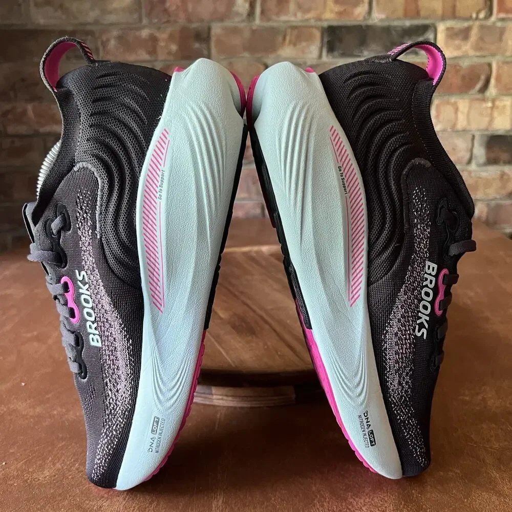 Brooks Adrenaline GTS 25 Supportive Women's 8 Black Pink Running Shoes Sneakers